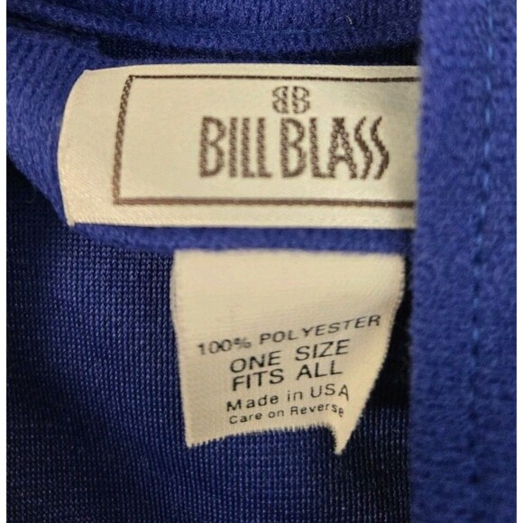 Vintage Bill Blass Robe Mens One Size Blue Terry Cloth Lounge USA Pockets Belted - Picture 4 of 6